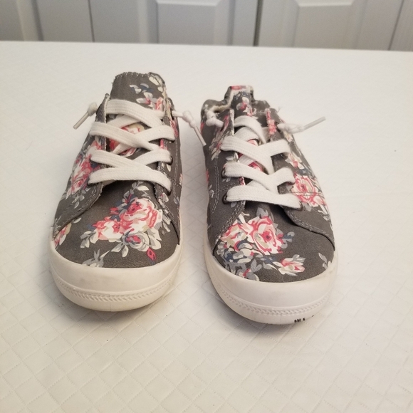 SO Shoes - SO Floral Women's Casual Sneakers Scrunch Back Comfy Size 8.5